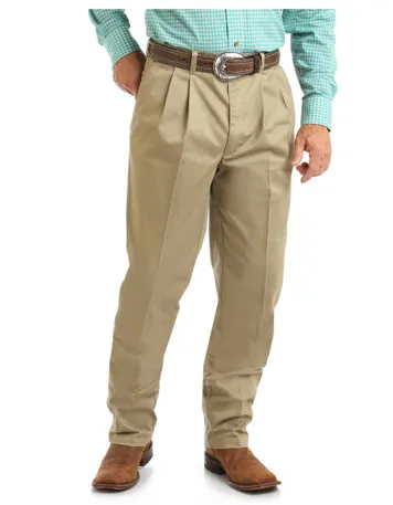 Wrangler Mens Pleated Front Casuals Khaki Style 00097KH