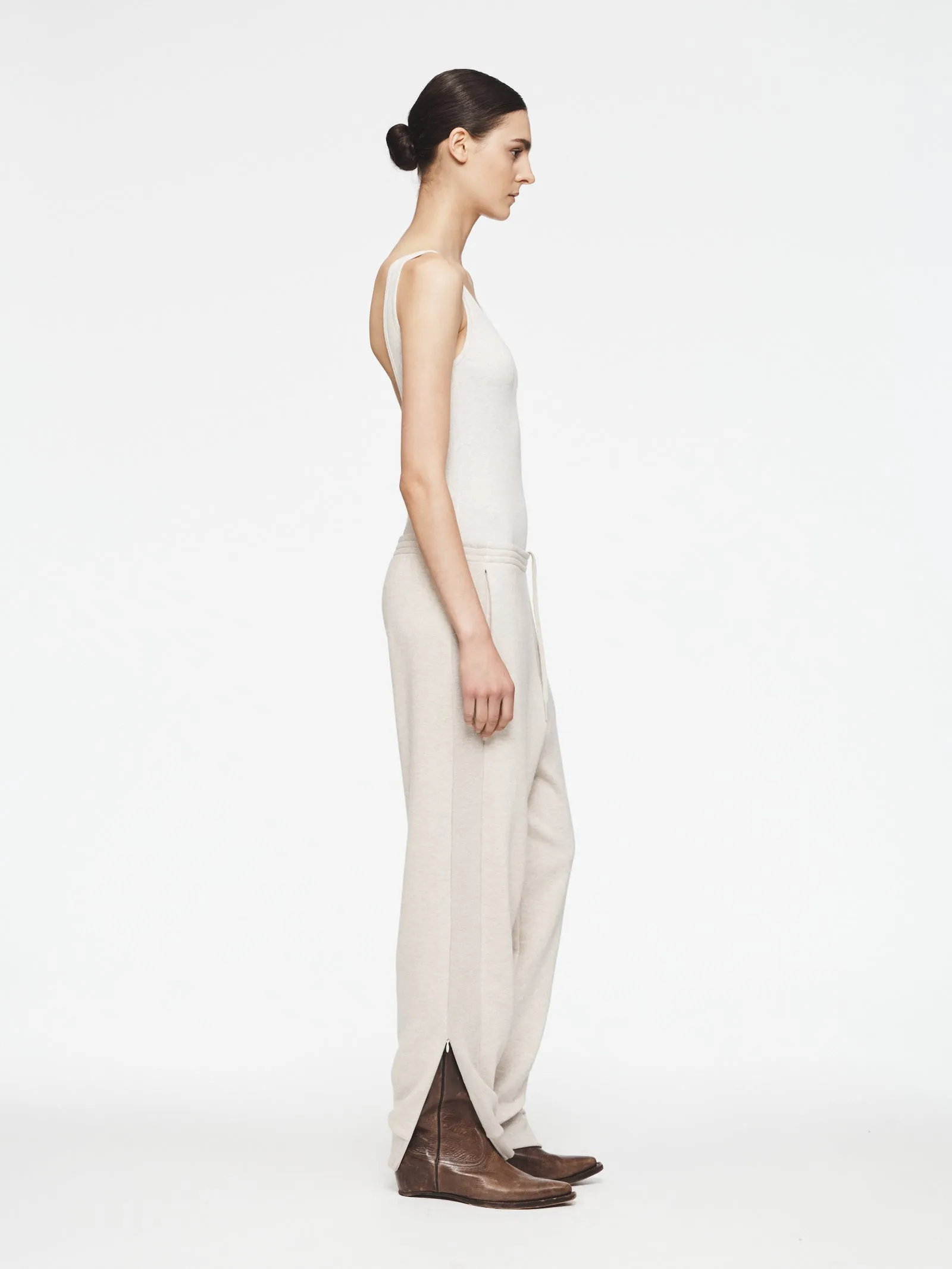 Zip Cuff Sweatpant in Heather Oat