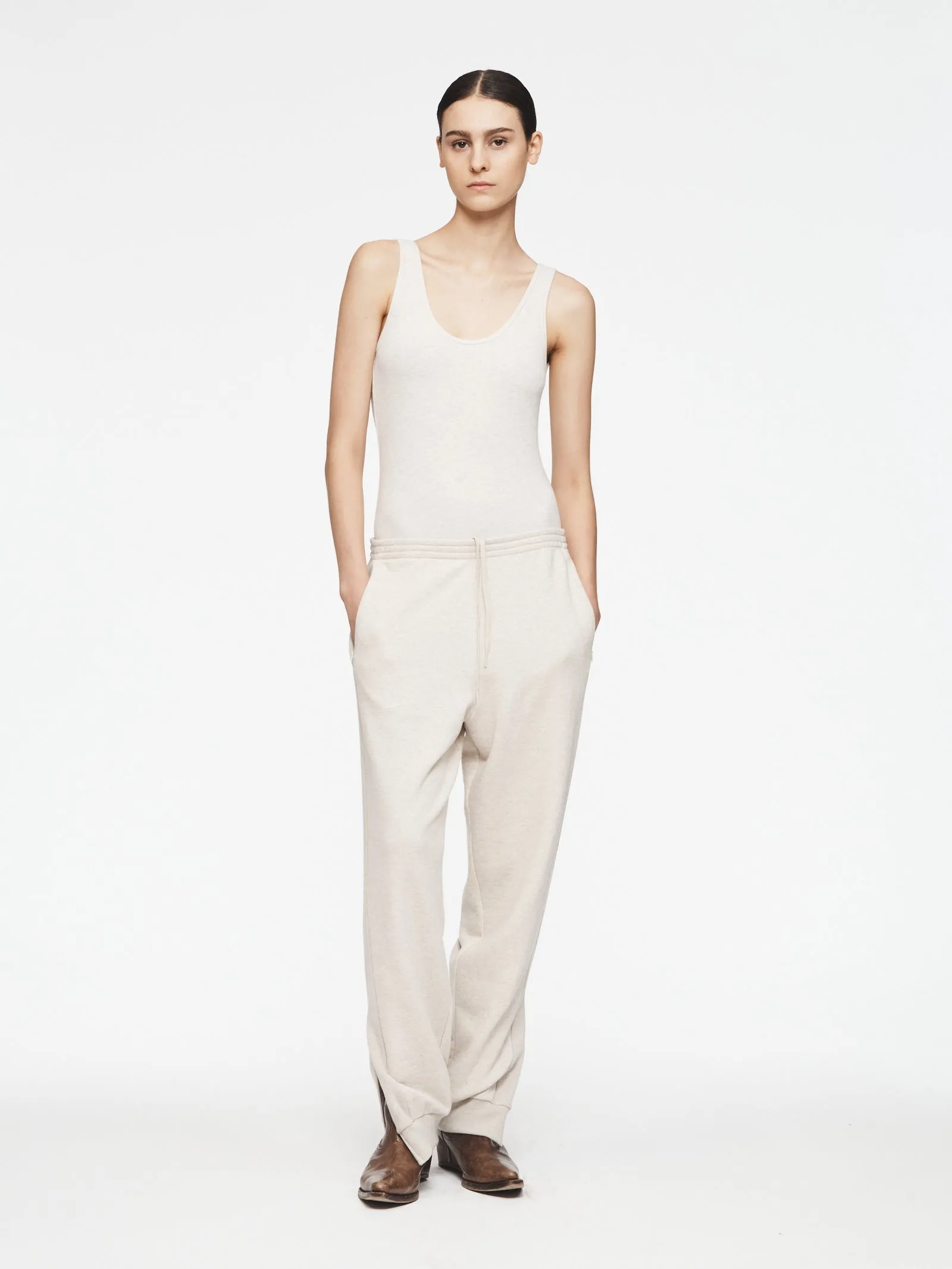 Zip Cuff Sweatpant in Heather Oat